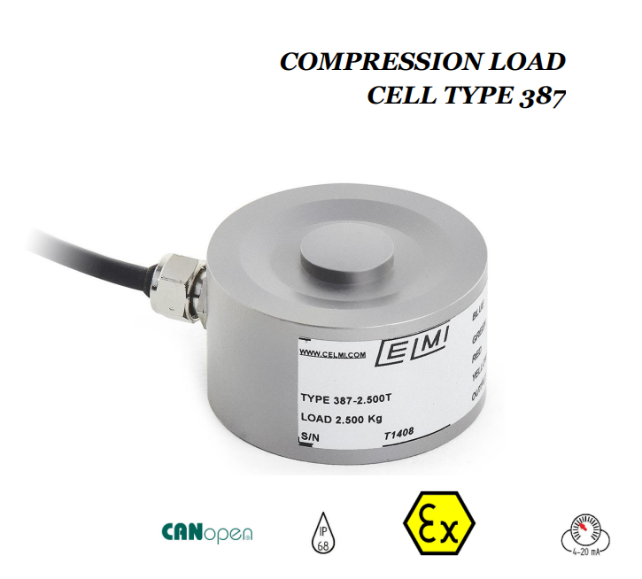 CELMI Type 387 고용량 소형 로드셀 ATEX 인증